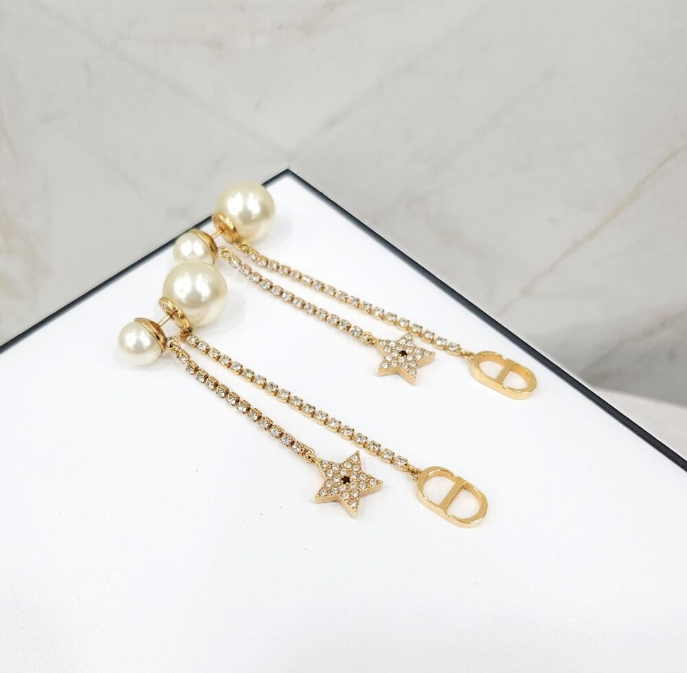 [럭스유] (새상품) 디올 트라이벌 크리스탈 스타 진주 귀걸이 E1270TRICY