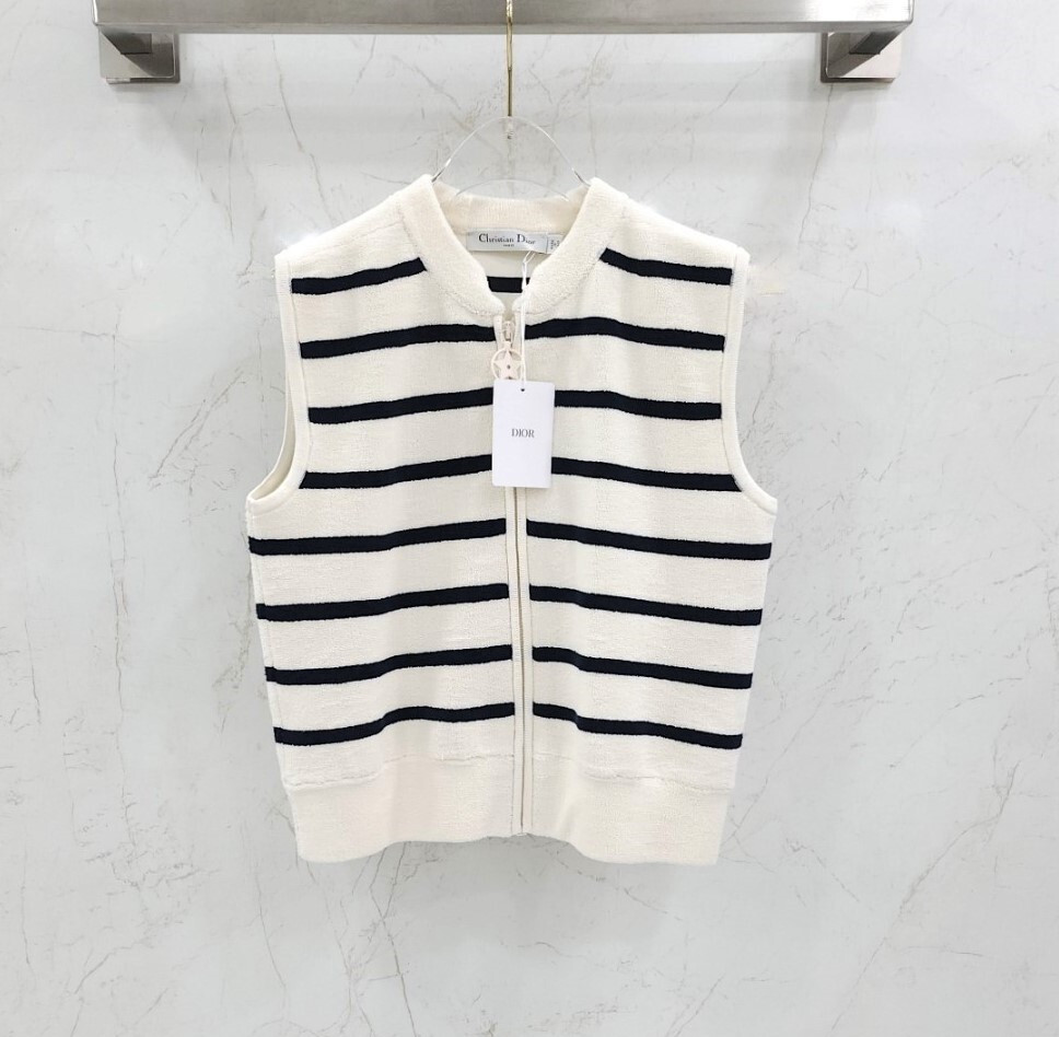 [럭스유] (새상품) 38 / 디올 리비에라 테리 니트 지퍼 베스트 544G14A7801