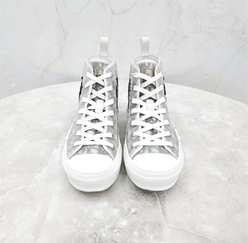 [럭스유] 39 / 디올 X 스투시 화이트 오블리크 B23 하이탑 스니커즈