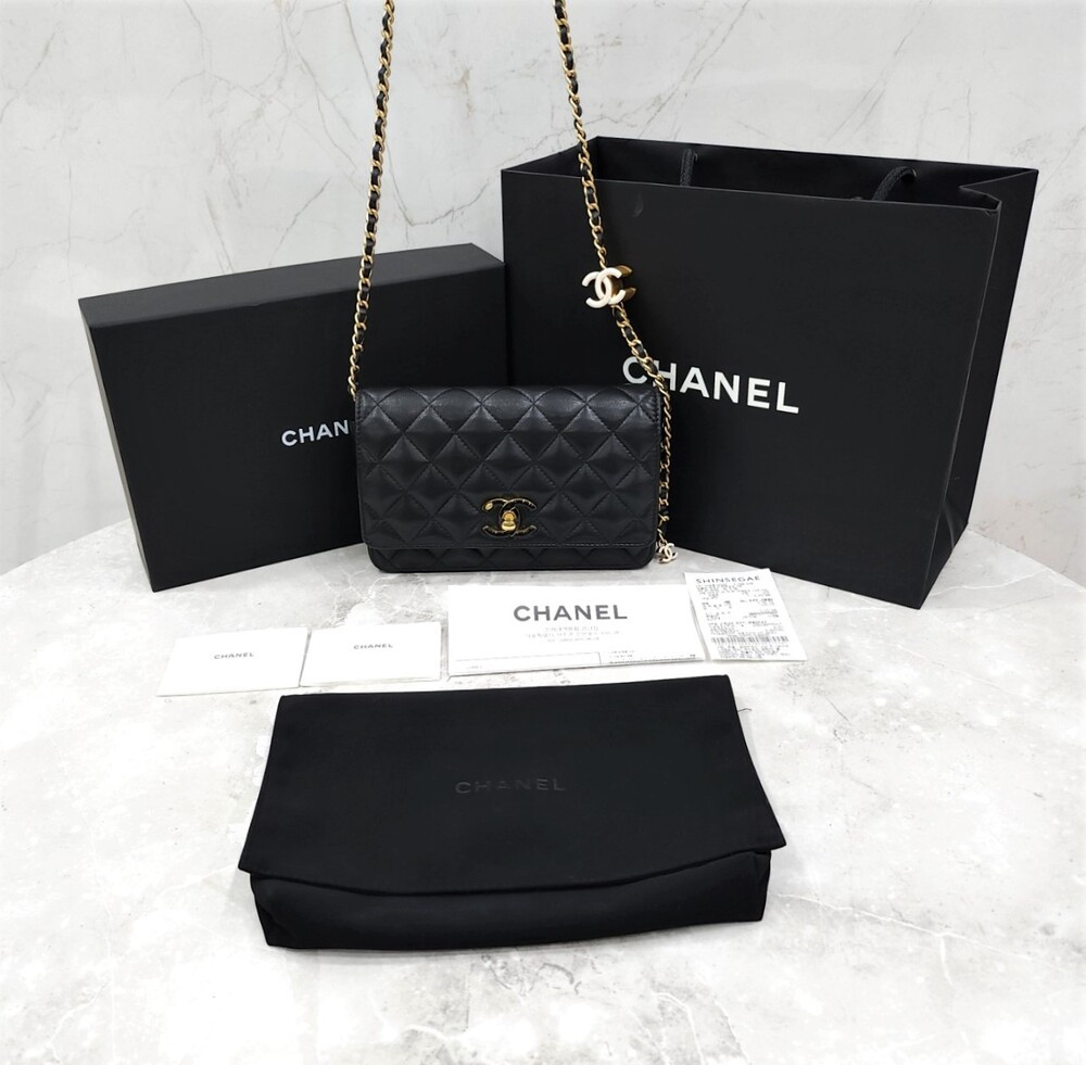 [럭스유] 샤넬 월렛 온 체인 WOC 미니 크로스백 램스킨 AP3938