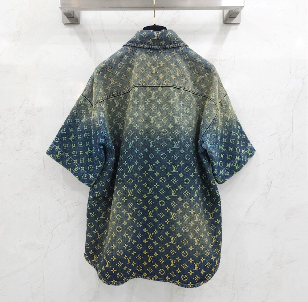 [럭스유] S / 루이비통 레인보우 모노그램 데님 반팔 셔츠