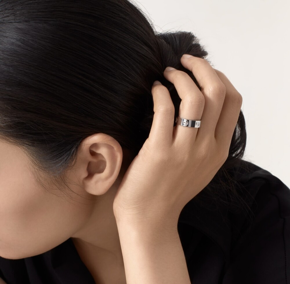 [럭스유] 까르띠에 화이트골드 다이아 3P 러브밴드 링 51호 B4032500