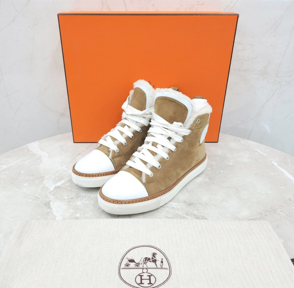[럭스유] 38.5 / 에르메스 브라운 시어링 하이탑 스니커즈