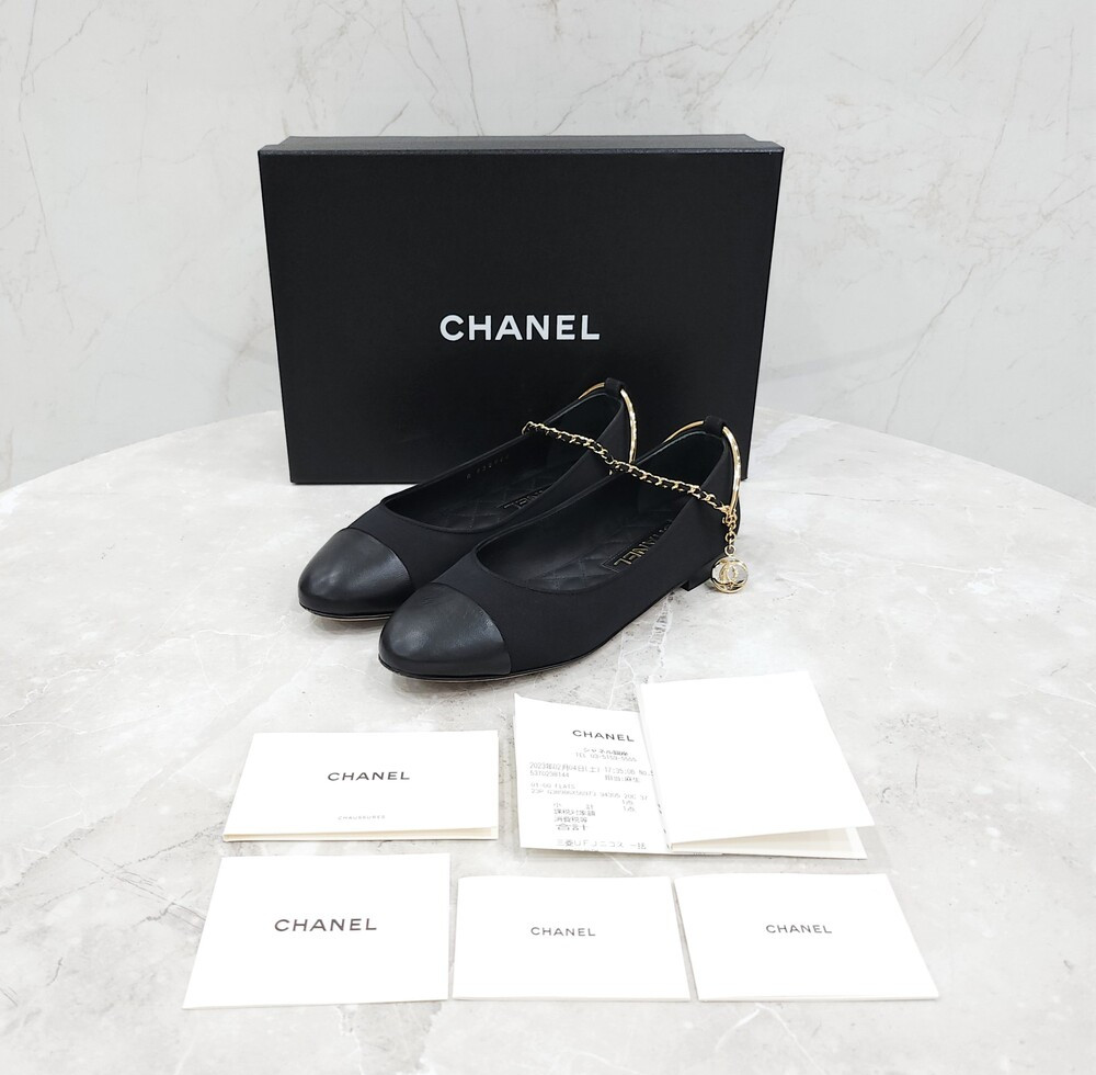 [럭스유] 37 / 샤넬 체인 스트랩 발레리나 플랫 슈즈 G38986