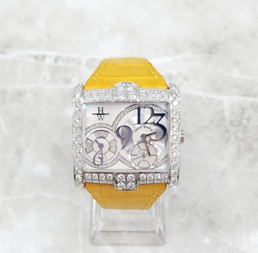 [럭스유] 해리윈스턴 다이아 화이트골드 엘리게이터 스트랩 시계