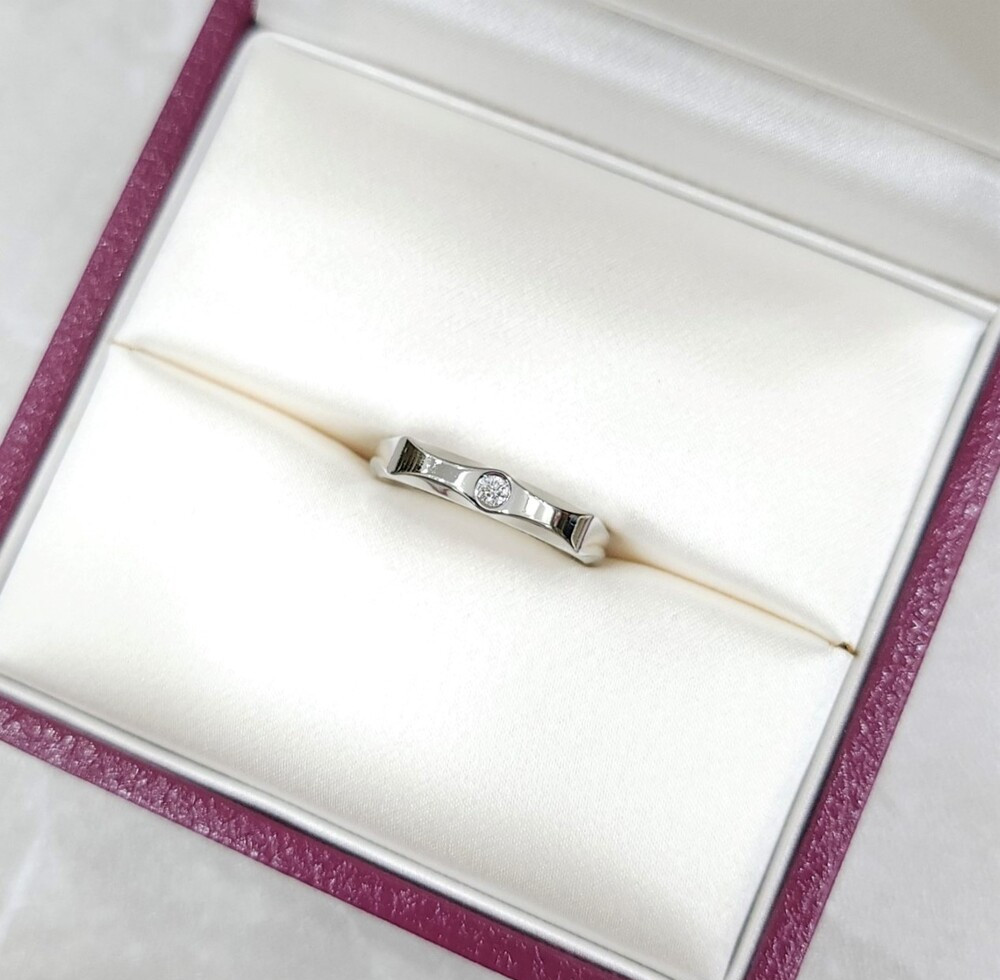 [럭스유] 불가리 다이아 1P 인피니토 웨딩밴드 링 18K 화이트골드 48호