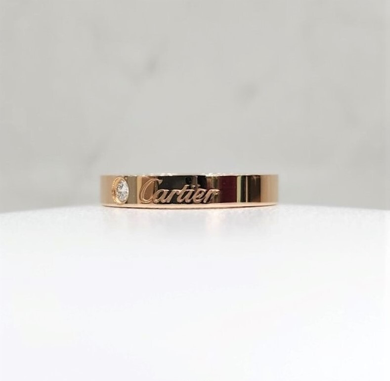 [럭스유] 까르띠에 다이아 1P C드 까르띠에 웨딩링 18K 핑크골드 48호