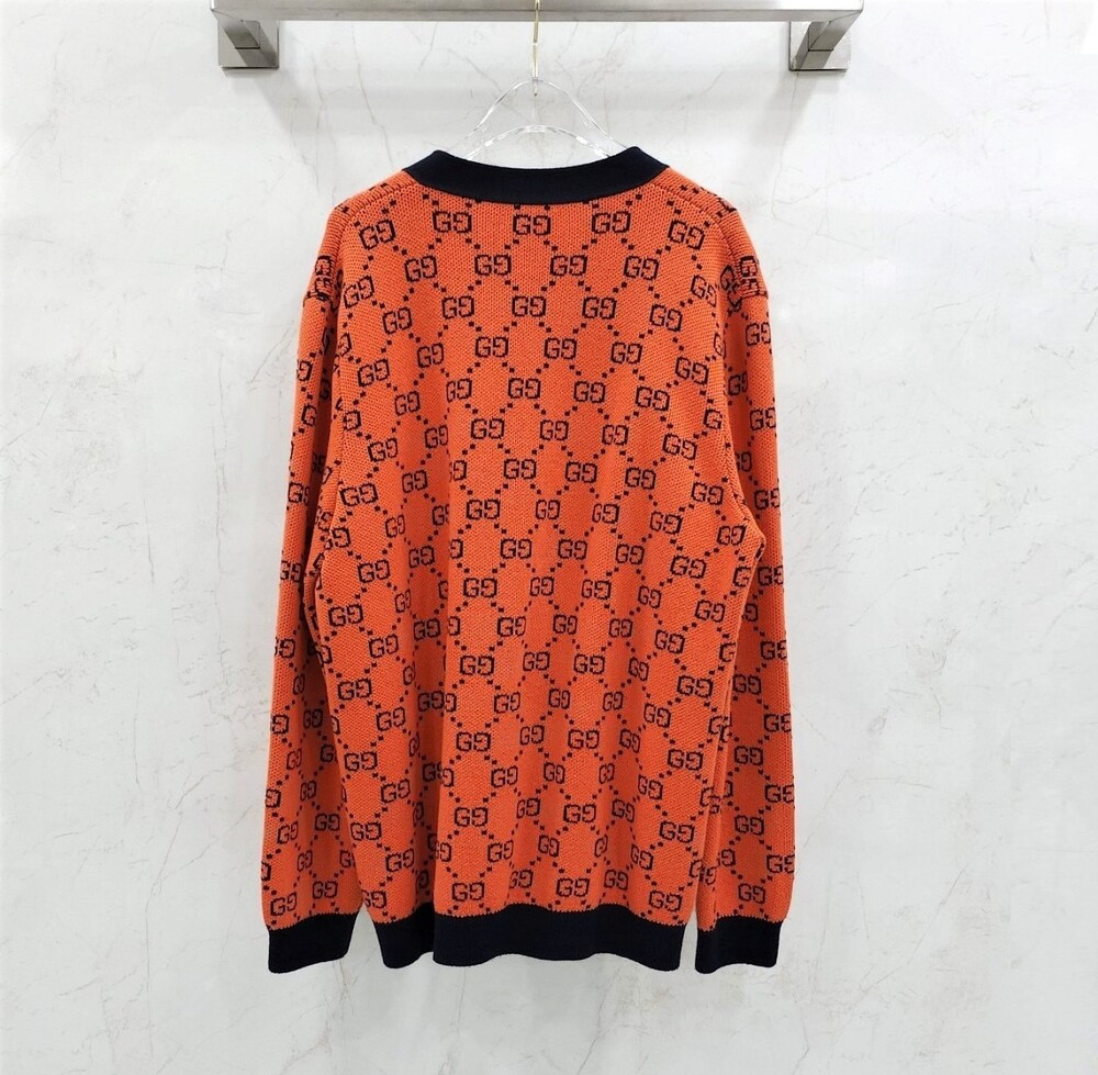 [럭스유] L / 구찌 GG 오렌지 코튼 자카드 가디건