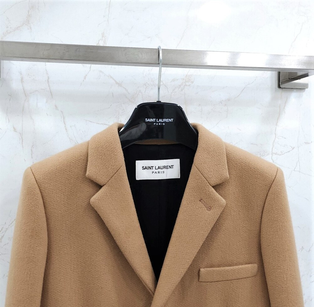 [럭스유] 38 / 생로랑 여성 캐시미어 체스트필드 코트 카멜 517798