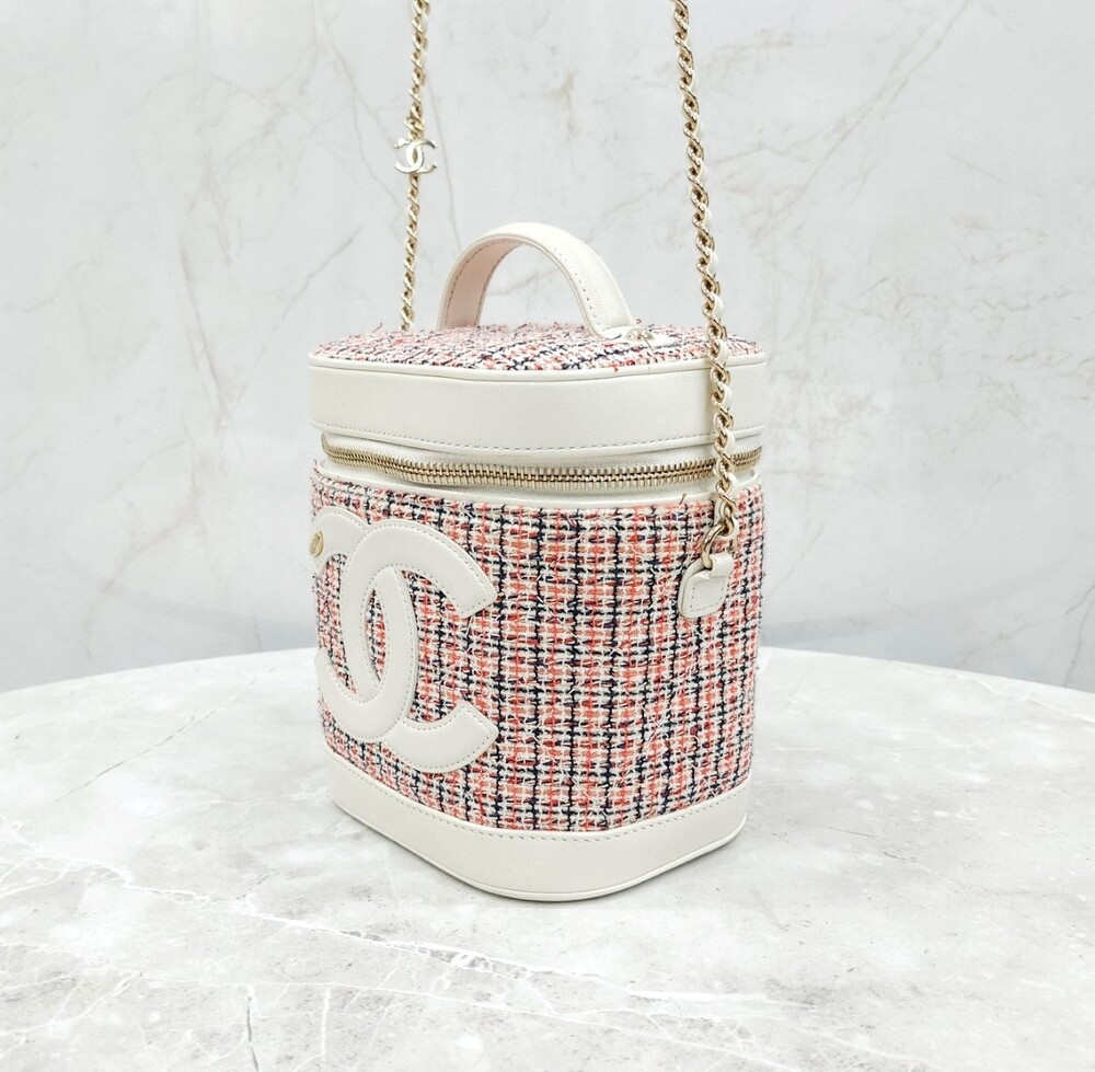 [럭스유] 샤넬 CC로고 트위드 베니티 코스메틱 백 AS0323