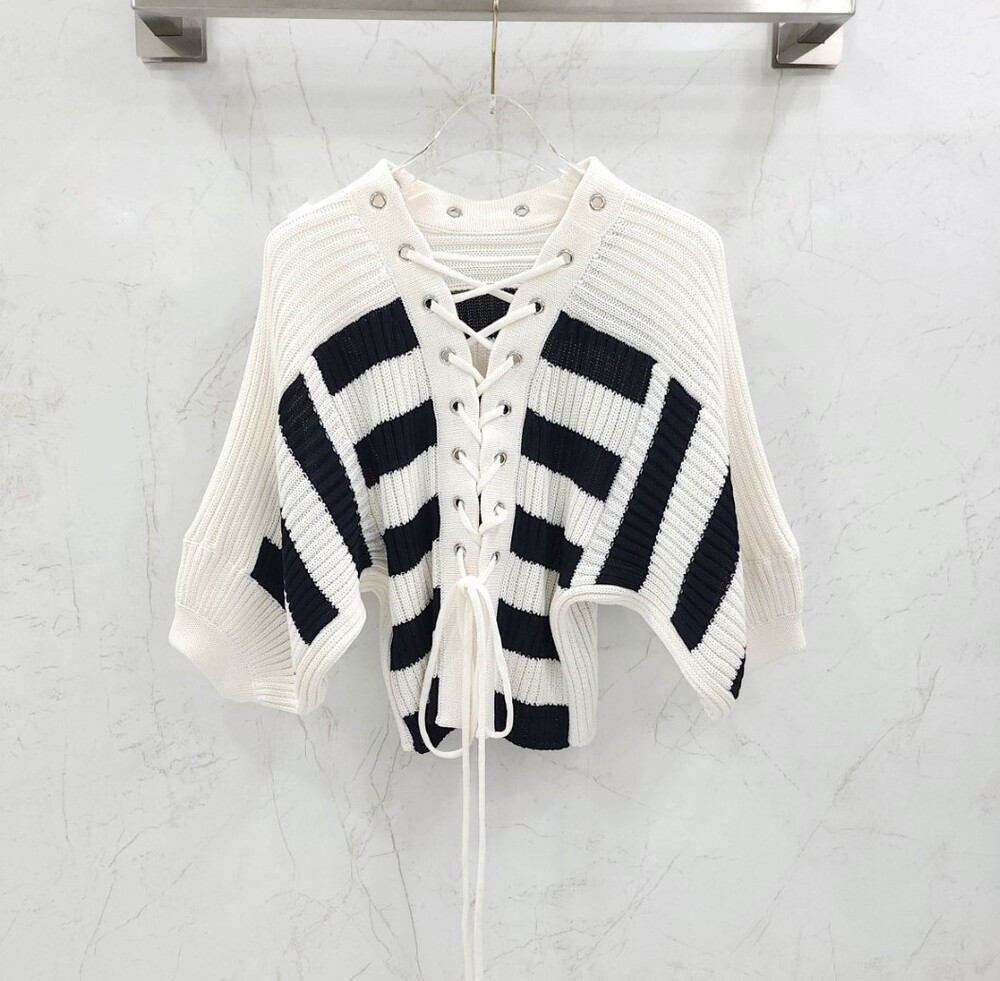 [럭스유] (새상품) 34 / 디올 스트라이프 스트링 니트 스웨터 524S16A7025