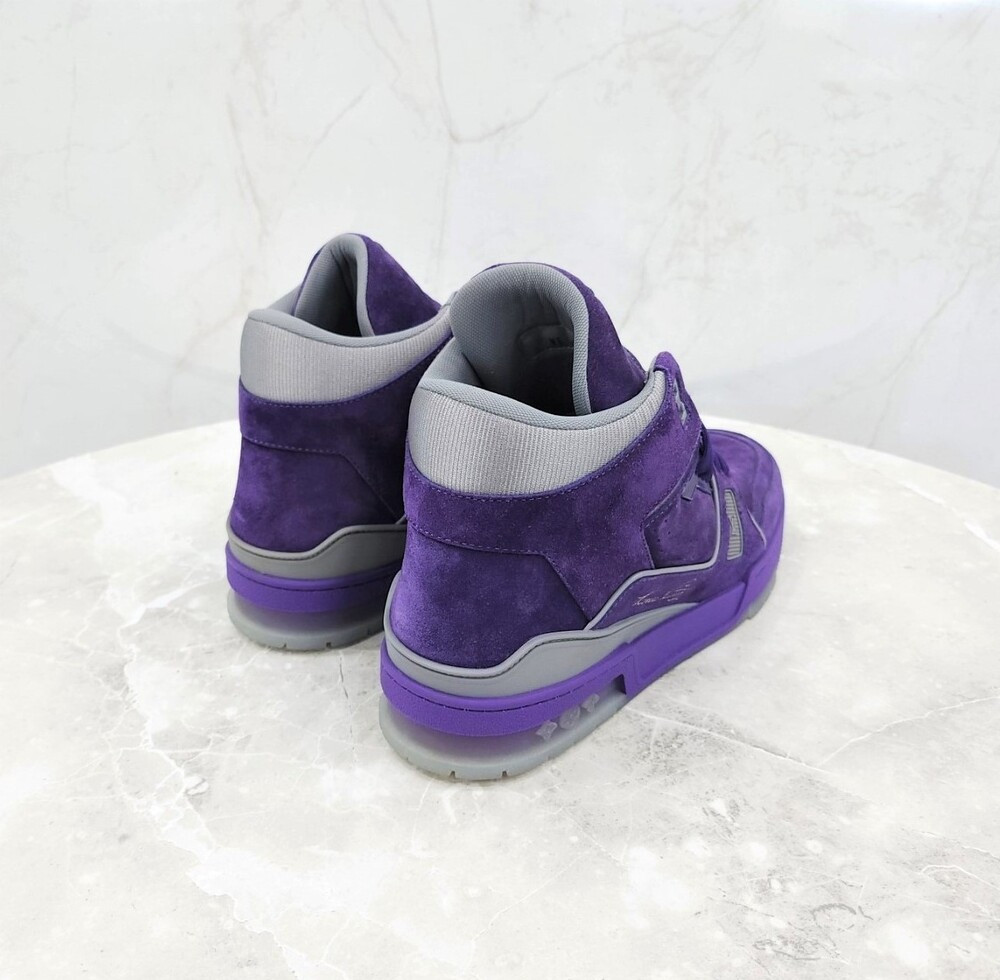 [럭스유] (새상품) 8 / 루이비통 한정판 LV 퍼플 트레이너 하이탑 스니커즈