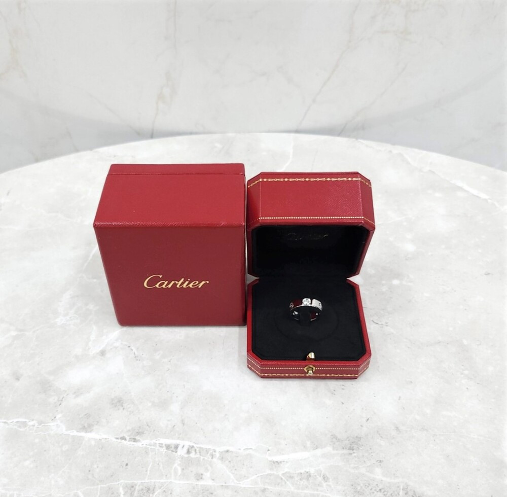 [럭스유] 까르띠에 다이아 3P 화이트골드 러브밴드 링 53호