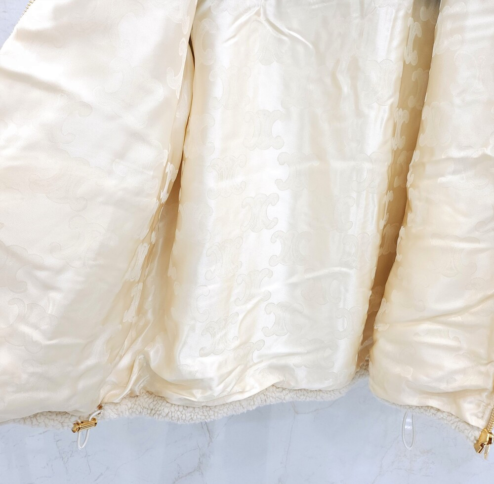 [럭스유] (새상품) 34 / 셀린느 플리스 퍼 이펙트 캐시미어 자켓 카키 RV0EU536S