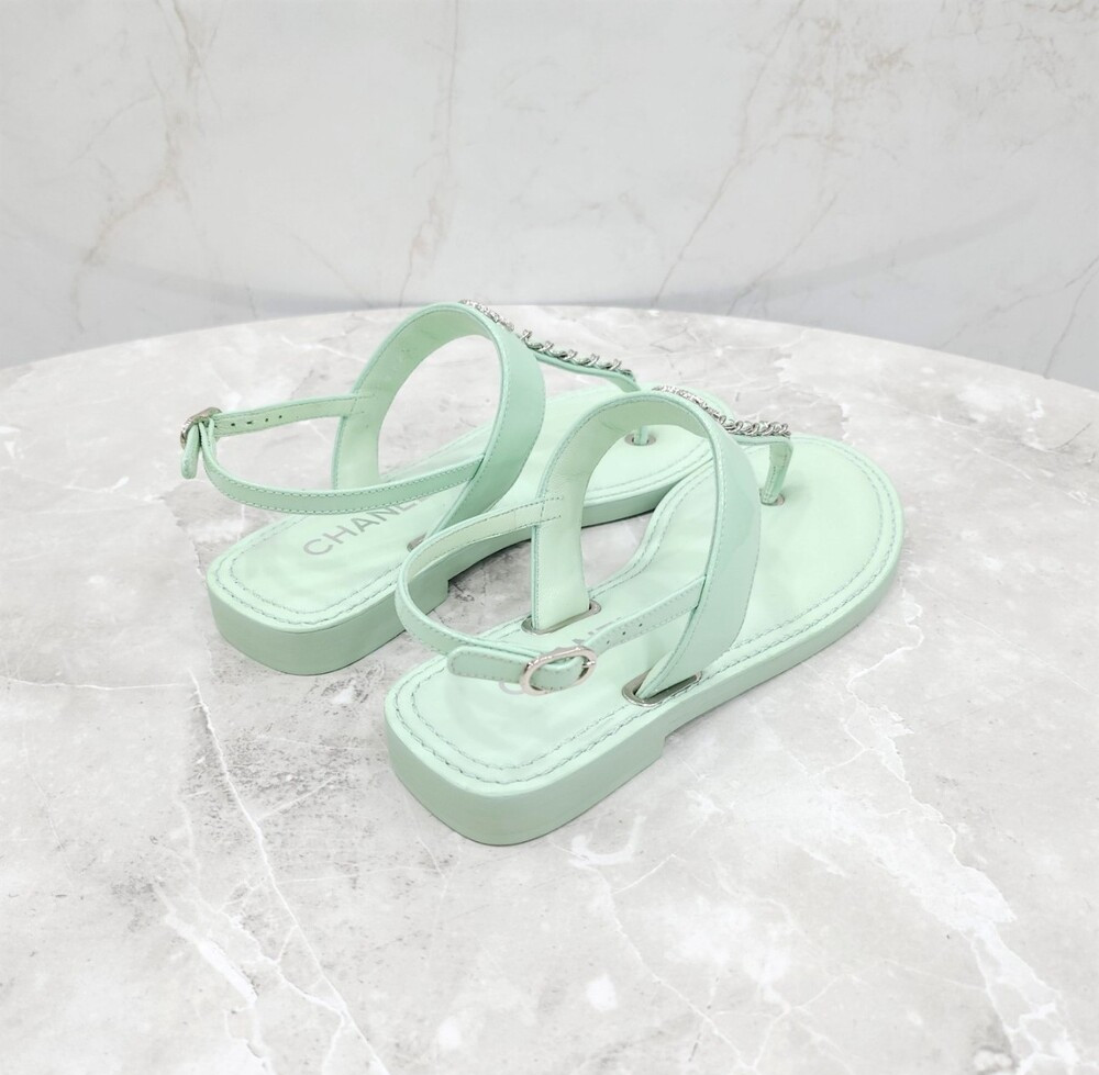 [럭스유] (새상품) 35 / 샤넬 CC로고 체인 T 스트랩 플립플랍 샌들 G38221
