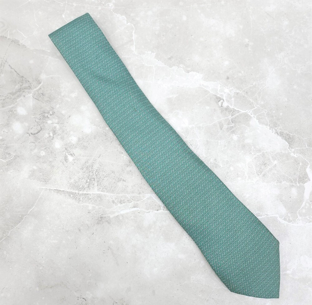 [럭스유] 에르메스 그린 H 패턴 실크 넥타이