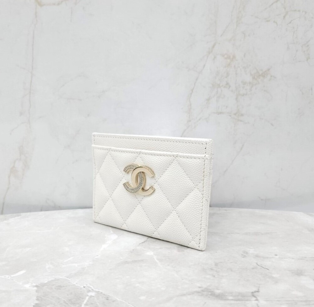 [럭스유] 샤넬 CC로고 카드홀더 캐비어 화이트
