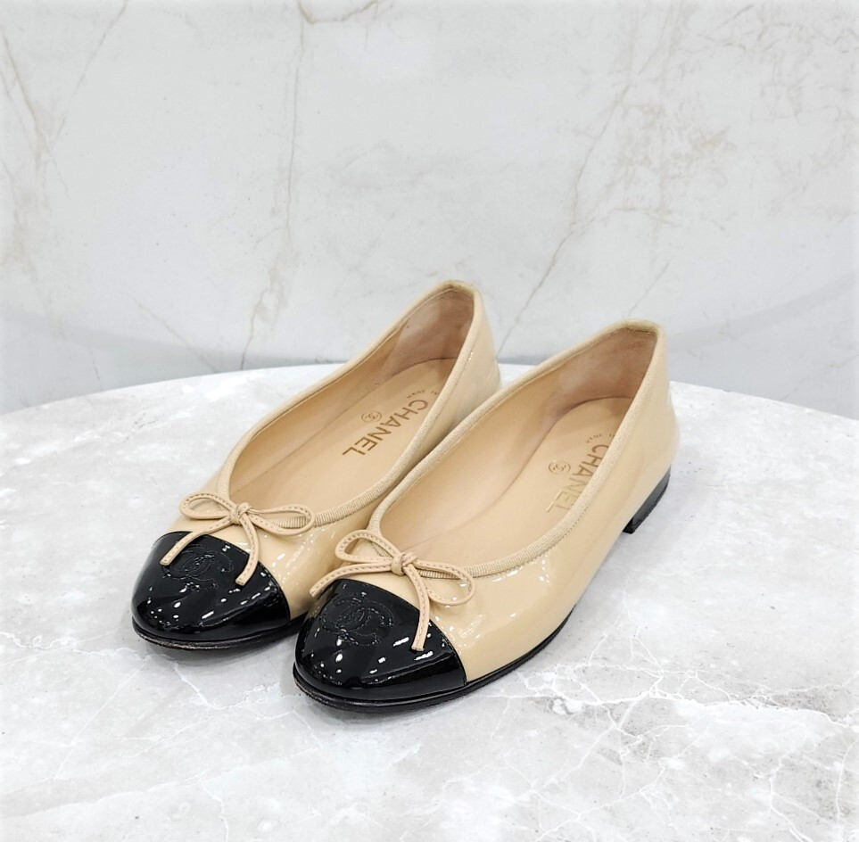[럭스유] 36.5 / 샤넬 CC 로고 발레리나 플랫 슈즈 G02819