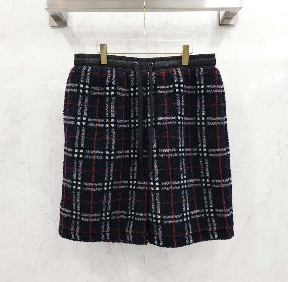 [럭스유] (새상품) M / 버버리 네이비 체크 드로코드 후리스 반바지