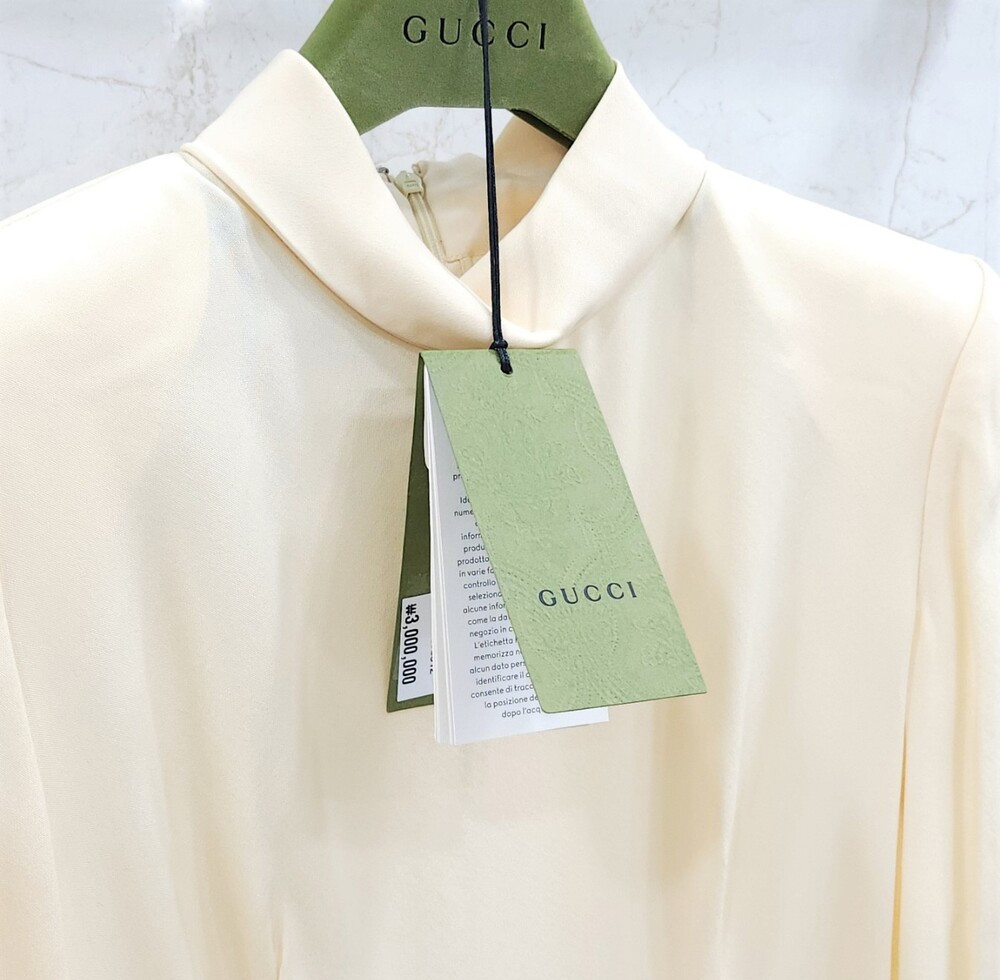 [럭스유] 34 / 구찌 게더 실크 트윌 미니 드레스 원피스 705358