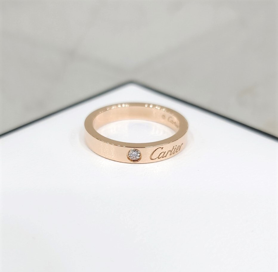 [럭스유] 까르띠에 다이아 1P C드 까르띠에 웨딩링 18K 핑크골드 48호