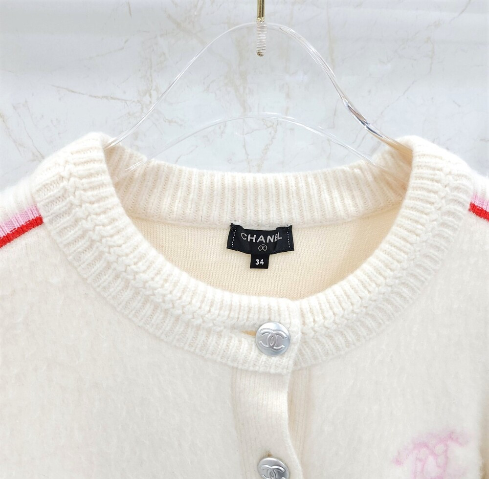 [럭스유] (새상품) 34 / 샤넬 CC로고 버튼 캐시미어 울 가디건 P70776