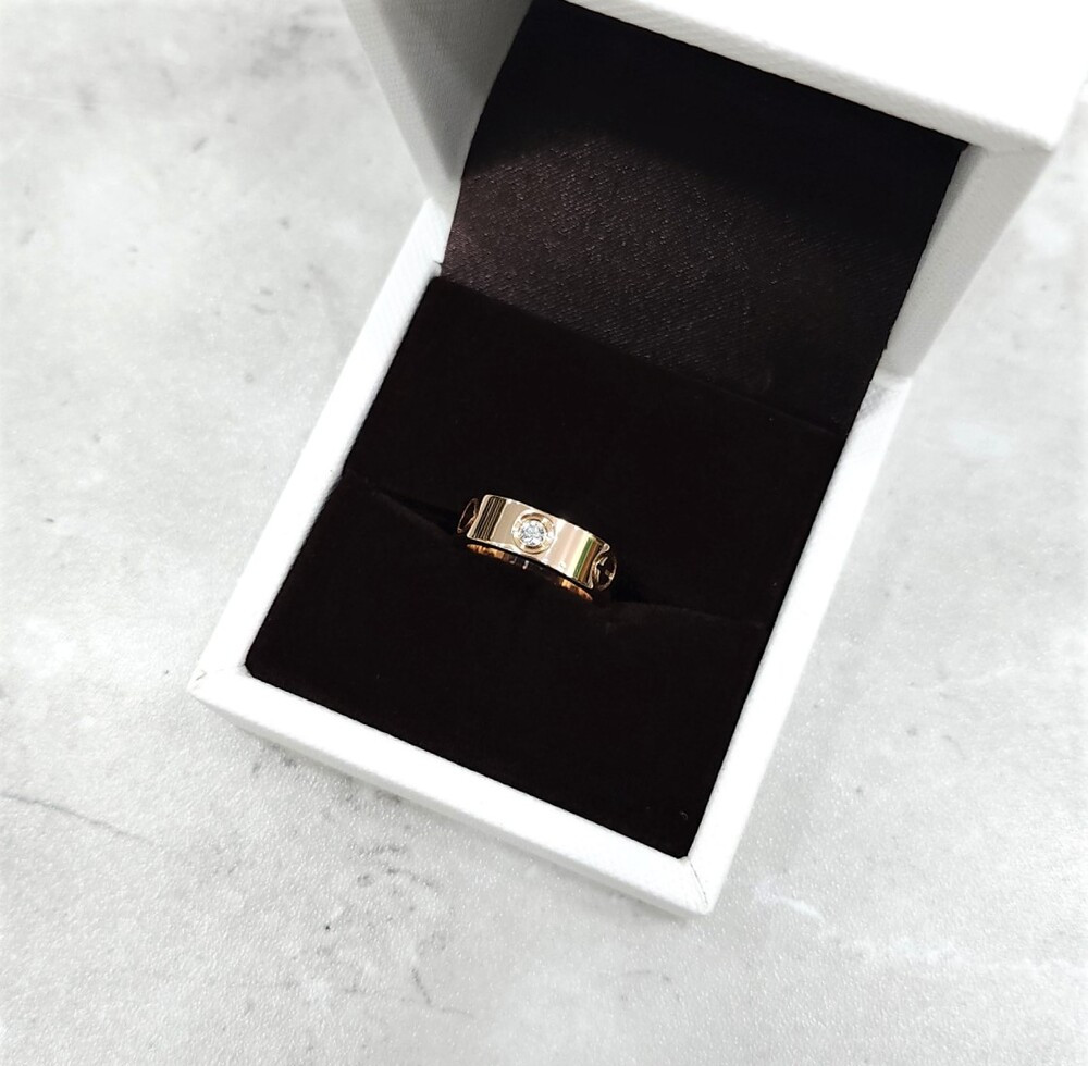 [럭스유] 까르띠에 다이아 3P 클래식 러브밴드 링 18K 핑크골드 47호