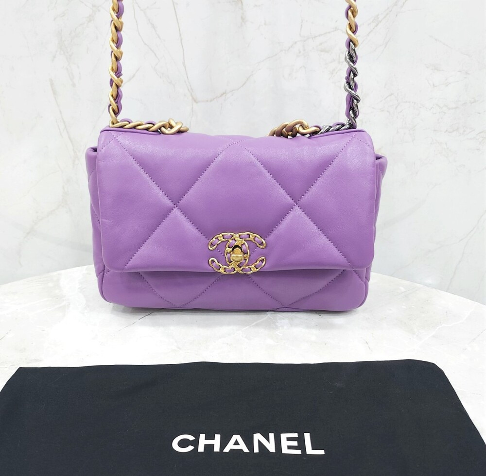 [럭스유] 샤넬 퍼플 19백 미디움 플랩백 신형내장칩 AS1160