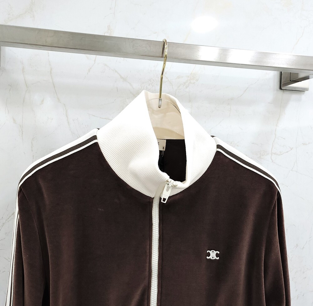 [럭스유] (새상품) S / 셀린느 트리옹프 모티브 벨벳 저지 자켓 2Y16E748Q