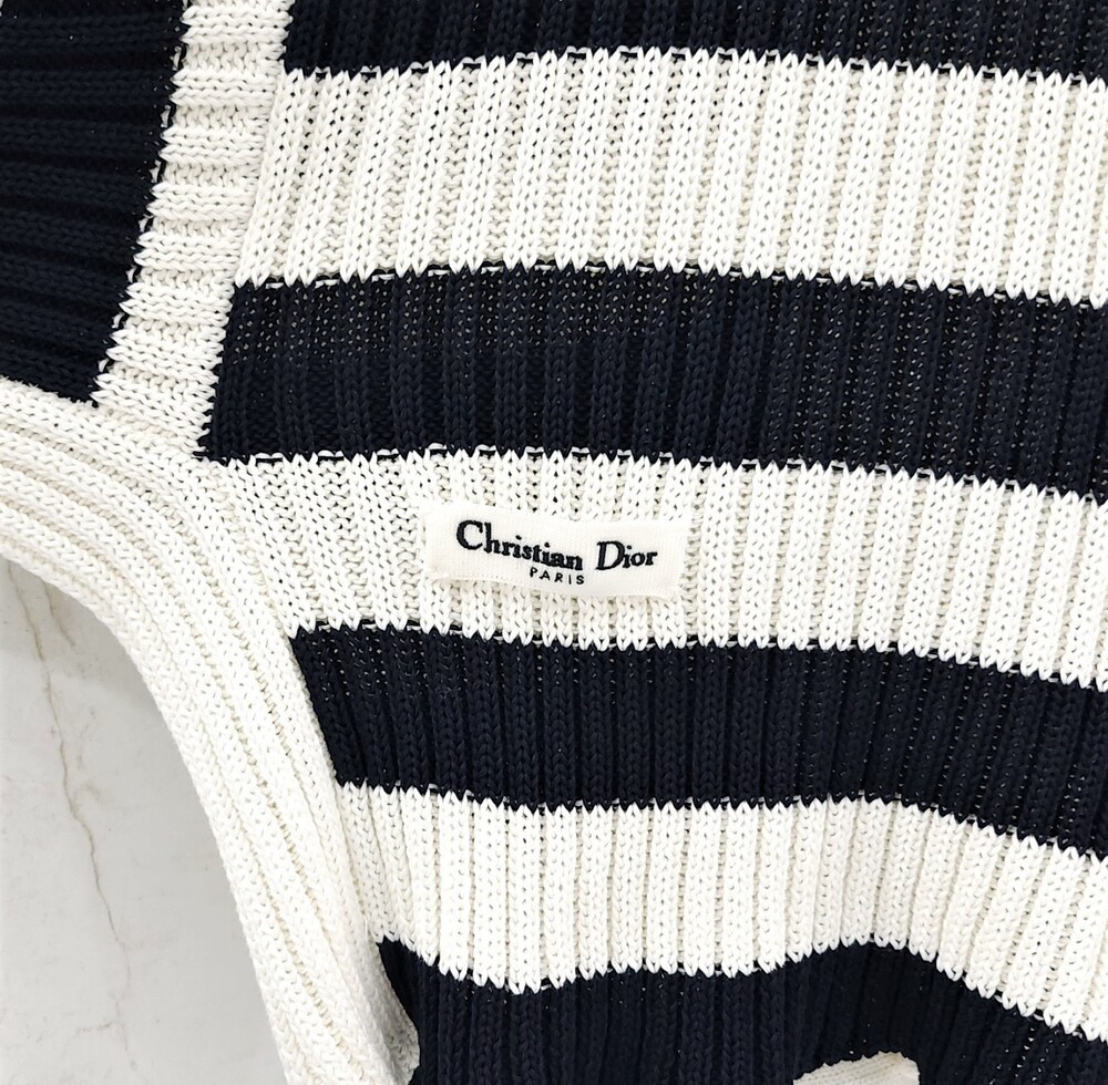 [럭스유] (새상품) 34 / 디올 스트라이프 스트링 니트 스웨터 524S16A7025
