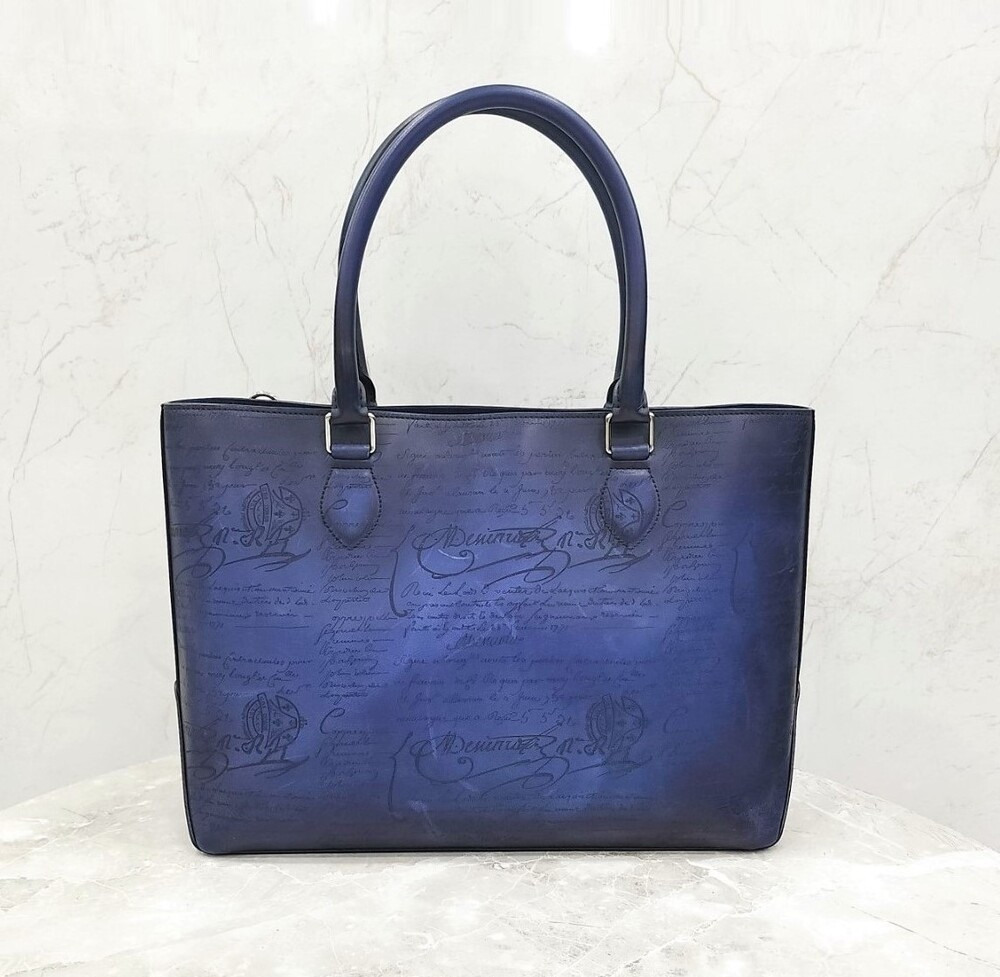 [럭스유] 벨루티 유토피아 블루 스크리토 레더 토트백