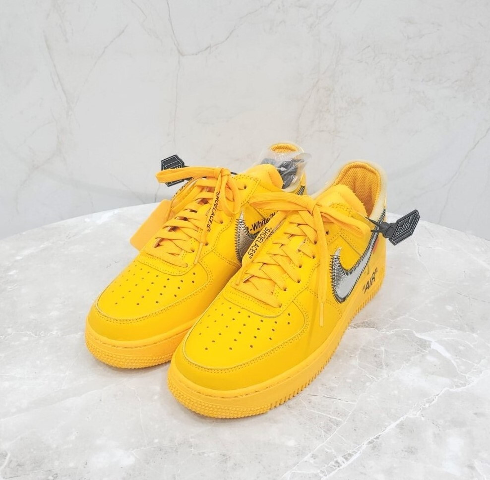 [럭스유] (새상품) 260 / 나이키 X 오프화이트 에어포스1 로우 유니버시티 골드