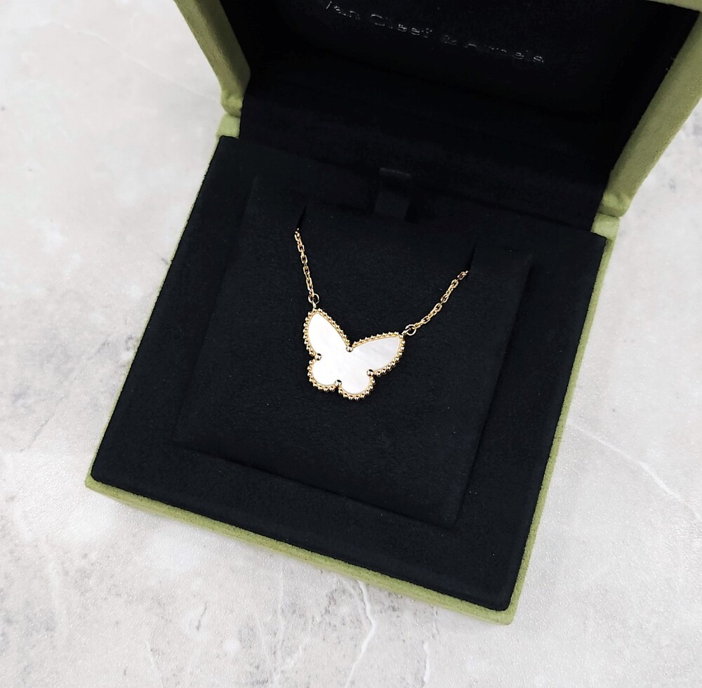 [럭스유] (새상품) 반클리프앤아펠 럭키 알함브라 버터플라이 네크리스 마더오브펄