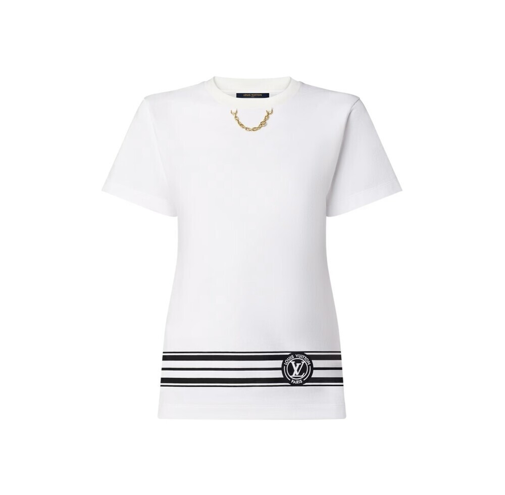 [럭스유] XS / 루이비통 LV 스트라이프 프린팅 체인 반팔 티셔츠