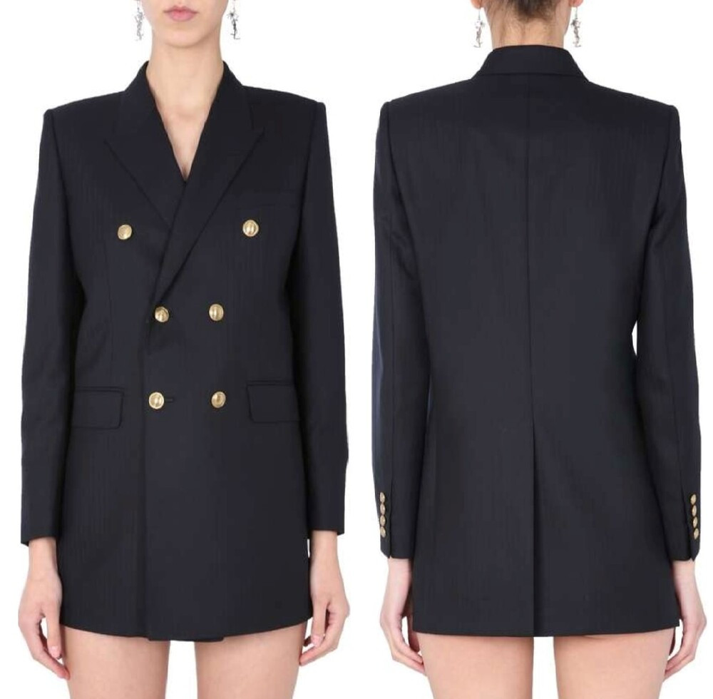 [럭스유] 34 / 생로랑 여성 스트라이프 더블 브레스티드 자켓 649084