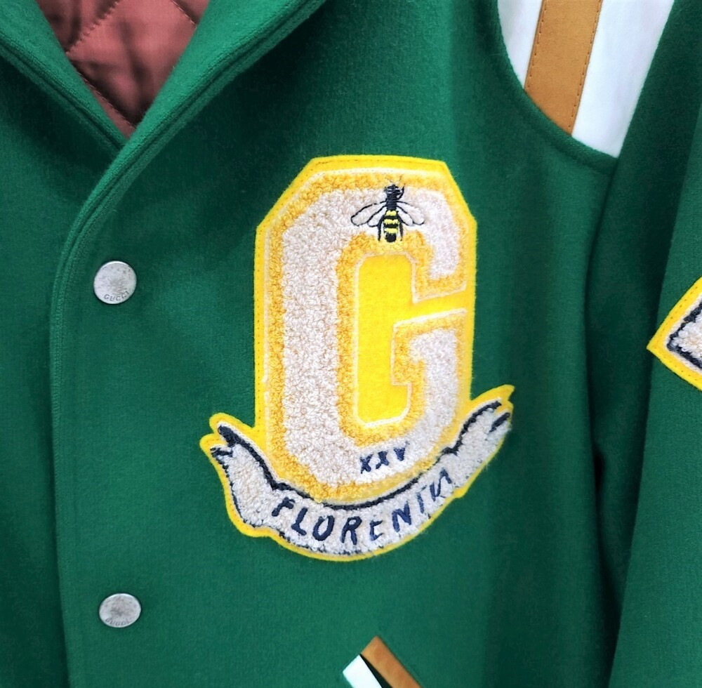 [럭스유] 46 / 구찌 그린 펠트 타이거 패치 블루종 자켓