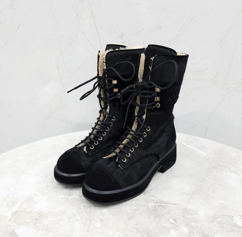 [럭스유] (새상품) 38 / 샤넬 CC 레그워머 송치 부츠