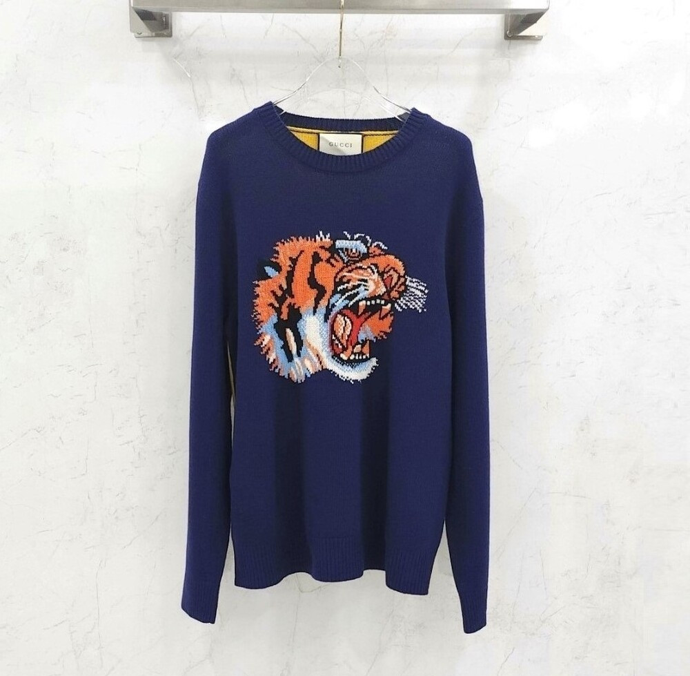 [럭스유] L / 구찌 타이거 자수 울 니트