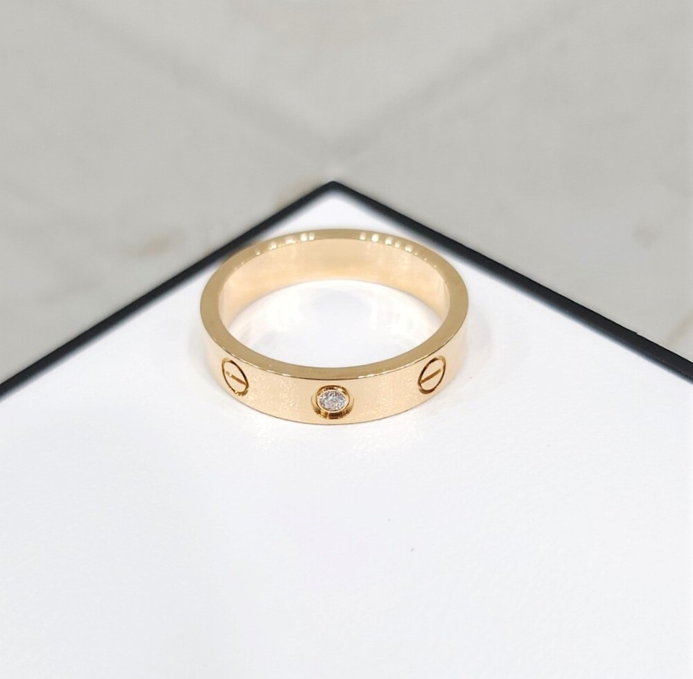 [럭스유] 까르띠에 다이아 1P 러브밴드 링 스몰 52호 B4056100