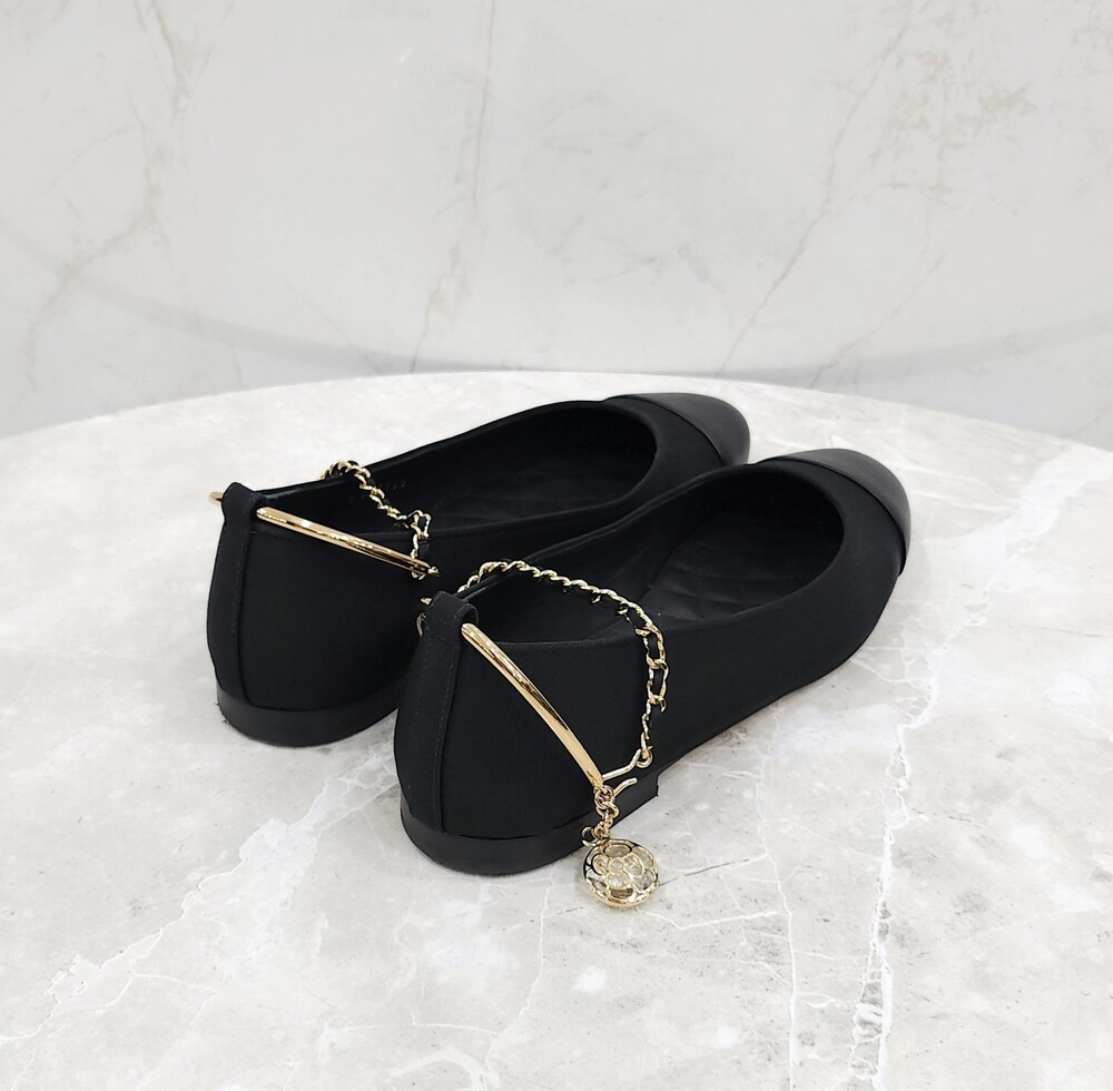 [럭스유] 37 / 샤넬 체인 스트랩 발레리나 플랫 슈즈 G38986