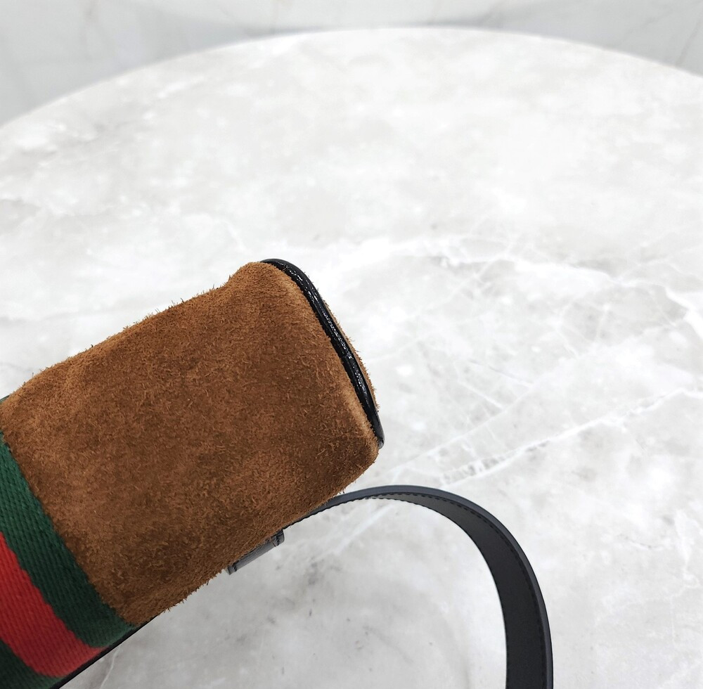 [럭스유] (새상품) 구찌 브라운 스웨이드 오피디아 WEB 스몰 힙색 벨트백 517076