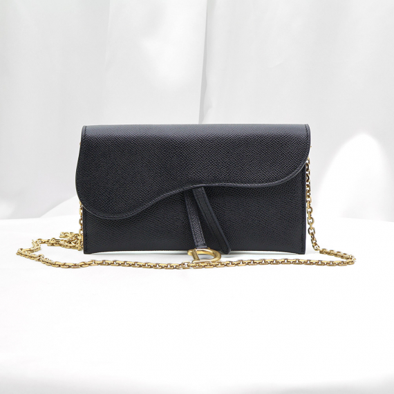 Dior(크리스챤디올) S5614CBAA_M900 블랙 레더 새들 SADDLE 파우치 WOC 체인 크로스백
