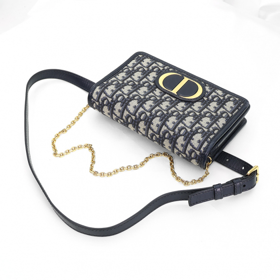 Dior(크리스챤디올) S2086UTZQ_M928 블루 오블리크 자가드 30 몽테인(몽테뉴) 투인원 파우치 벨트백 2WAY