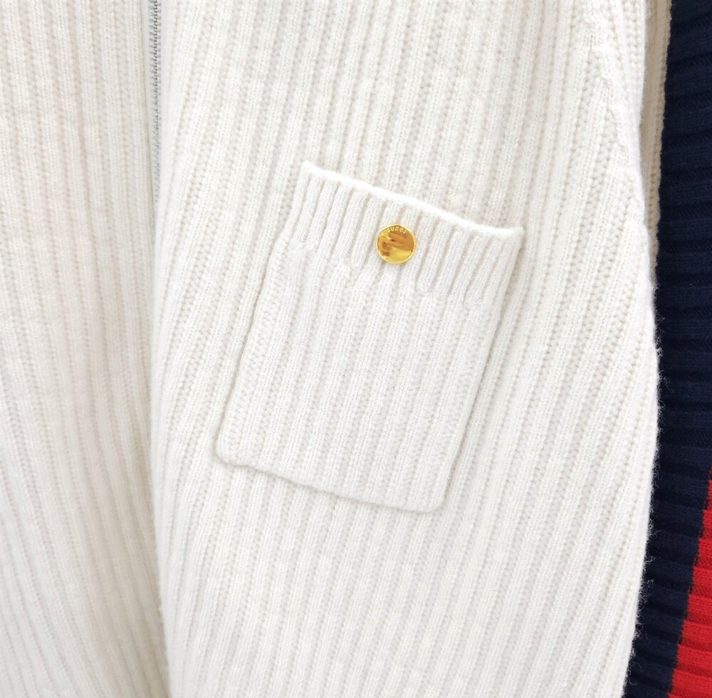 [럭스유] M / 구찌 울 캐시미어 니트 집업 봄버 715621