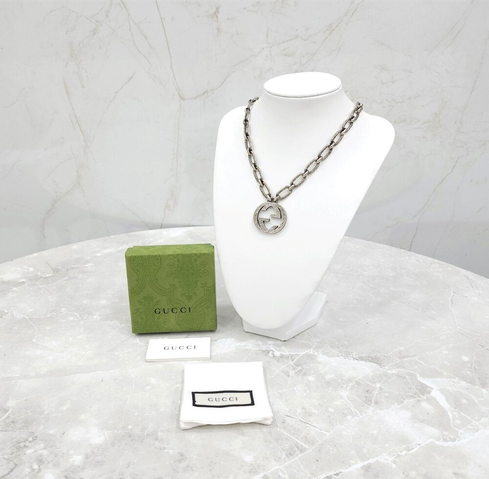 [럭스유] (새상품) 구찌 인터로킹 G 펜던트 엔틱 목걸이