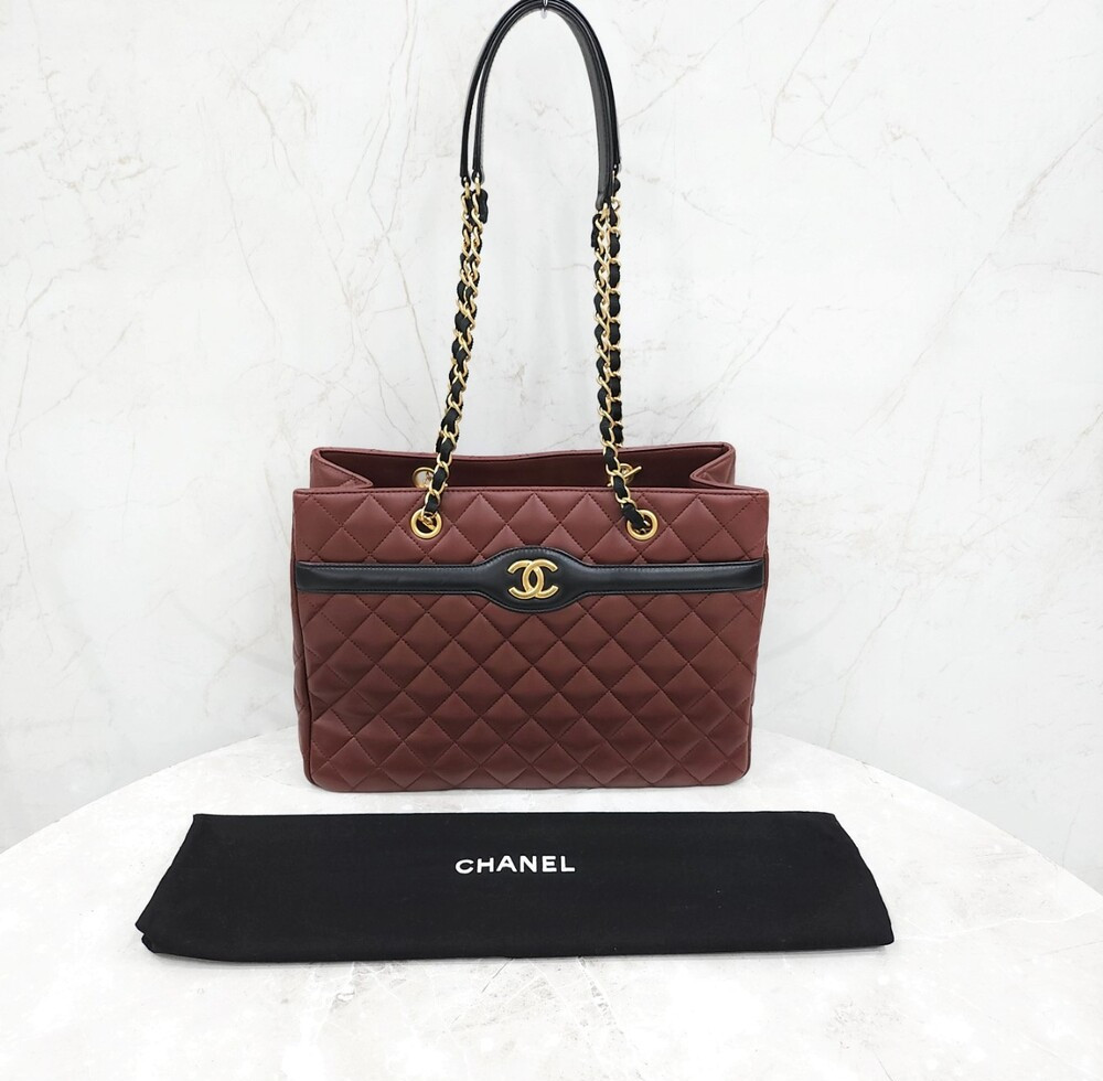 [럭스유] 샤넬 버건디 CC 로고 체인 숄더백 21번대 A91058