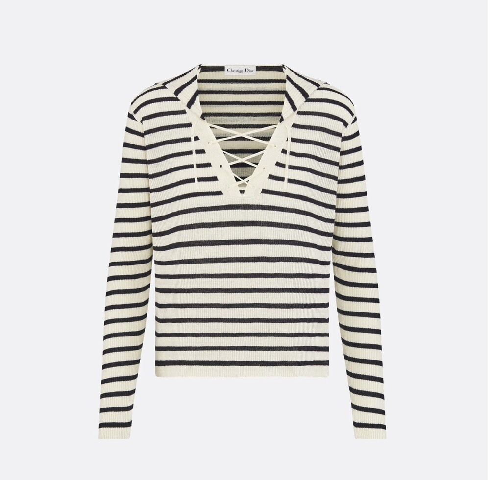 [럭스유] 36 / 디올 리비에라 레이스업 네크라인 스웨터 544S61A7034