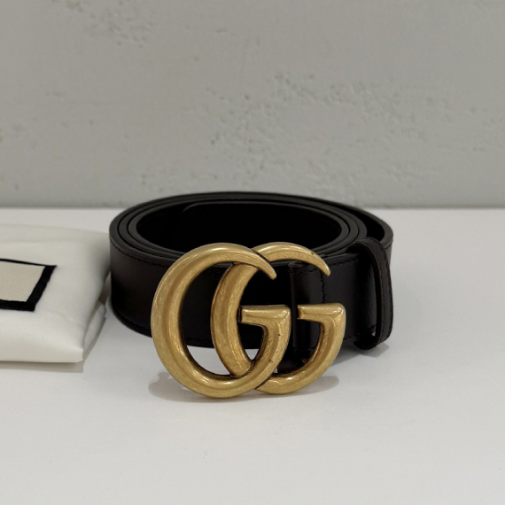 구찌 GG 마몬트 금장 버클 브라운 벨트 414516