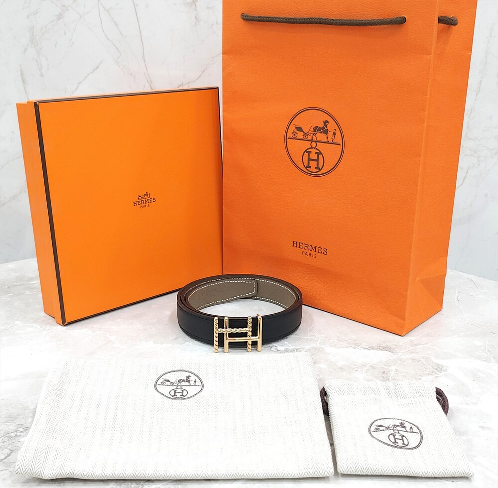 [럭스유] (새상품) 에르메스 H au Carre Twist 리버서블 벨트 70