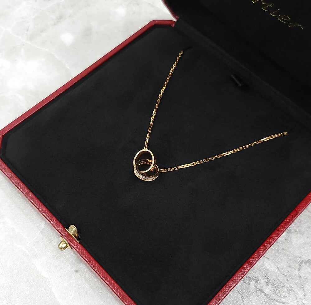 [럭스유] 까르띠에 다이아 세미 파베 러브 펜던트 목걸이 B7013900